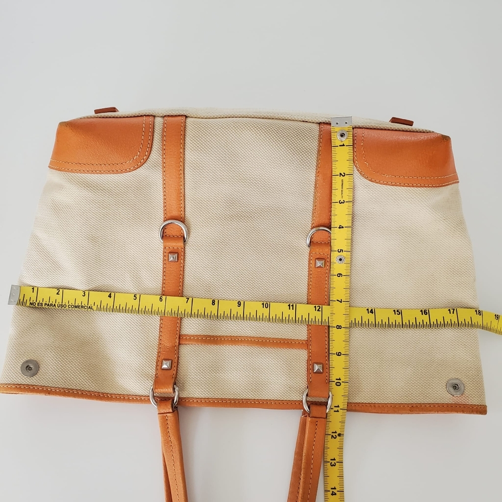 Prada Beige Canvas and Orange Leather TrimTote Bag - Picture 14 of 16